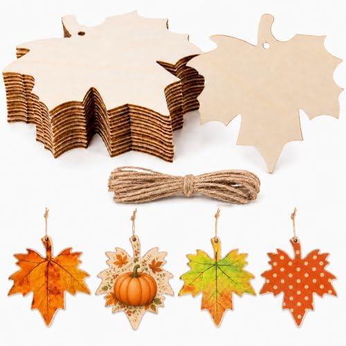 MAQIHAN Wooden Maple Leaf Craft Kit 30 Pcs - Paintable Thanksgiving Decor by MaqiIhanCustomOfficial
