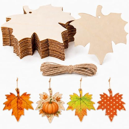 MAQIHAN Wooden Maple Leaf Craft Kit 30 Pcs - Paintable Thanksgiving Decor by MaqiIhanCustomOfficial