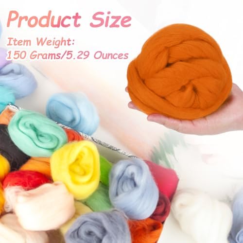 PATIKIL Wool Roving Yarn, 150G/5.3OZ Soft Felting Wool Pure Chunky Roving Yarn Bulk for Needle Felting Knitting Blanket Spinning Weaving DIY Craft, Dark Orange - Image 2