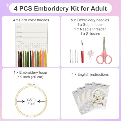 Huacan Embroidery Kit for Beginners with Tutorial Video & Gift Box - Image 2