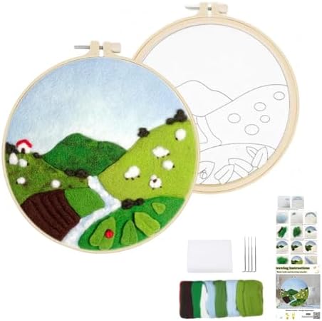 Wonafa DIY Wool Needle Felt Starter Kit, Beginner Needle Felt Kit with Wool Felt Bag, Felts Needles, Photo Frame, Foam Mat, Felts Cloth and Instructions for Home Decor, Art Crafts (K1) by Wonafa
