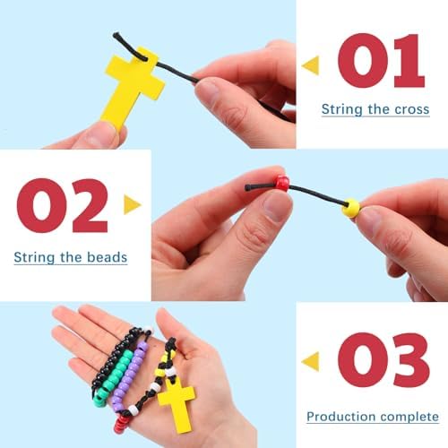 Ferreve 24 Set Rosary Making Kit for Kids, Beaded Craft with Bible Cards - Image 3
