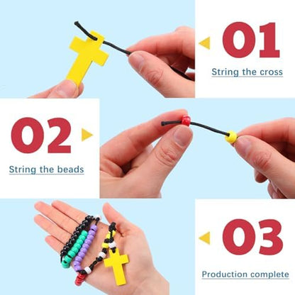 Ferreve 24 Set Rosary Making Kit for Kids, Beaded Craft with Bible Cards - Image 3