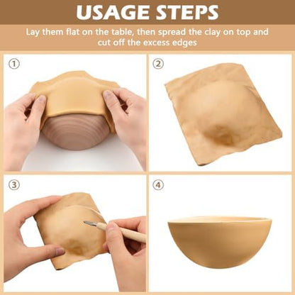 8Pcs Wooden Pottery Molds Set, 8 Sizes Bowl Press Tools for Clay - Image 3
