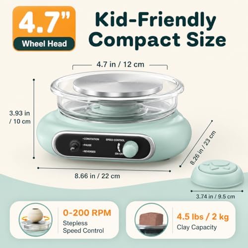 Alldeer Mini Pottery Wheel for Kids Teens Beginners Starters - Image 3
