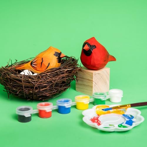 Kitsville Hand-Carved Cardinal Bird DIY Painting Kit with Nest & Eggs – Wooden Craft Set for Home Decor, Tree Ornaments & Creative Gifts - Image 3