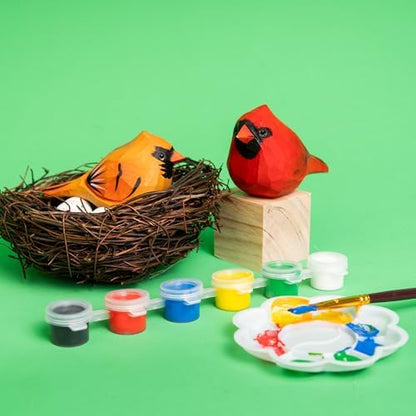 Kitsville Hand-Carved Cardinal Bird DIY Painting Kit with Nest & Eggs – Wooden Craft Set for Home Decor, Tree Ornaments & Creative Gifts - Image 3