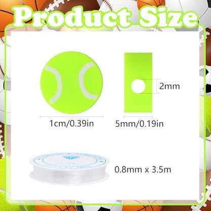 EVERMARKET 100pcs Tennis Ball Beads Polymer Clay Tennis Ball Beads Charms Spacer DIY Sports Bead for Necklace Bracelet Handmade Jewelry Making Accessories Supplies - Image 2