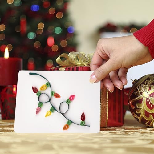 WEBEEDY DIY Christmas Paper Quilling Greeting Card Kit - 5 Styles Decorated Christmas Cards with Instructions for Beginners and Paper Art Lovers - Image 6