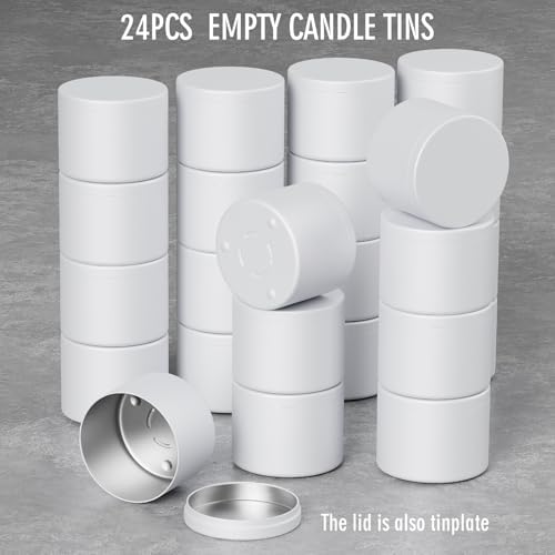 24 Pack 4oz Candle Tins with Lids,Metal Empty Jars, Double-Sided Matte White Finish, Tinplate Containers for DIY Candle Making, Wax Melts, Crafts, Small Business Supplies, Party Favors - Image 2