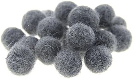 Needle Felt Balls Pure Wool Beads Dry Felted Balls 15mm Handmade DIY Crafts 20pcs (Dark Grey) by Zasy
