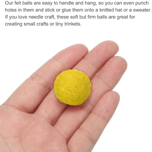 PATIKIL Wool Felt Balls Beads Wool Felting Pom 2cm 20mm Yellow for Home Crafts Handcrafts Project DIY Pack of 5 - Image 4