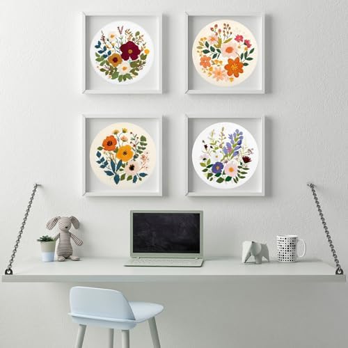 Bonroy Embroidery Kit for Beginners with Instructions,Cross Stitch Kits for Adults with Pattern,Needlepoint Kits for Adult Include Embroidery Cloth Hoops Needles Threads (flowers2) - Image 5