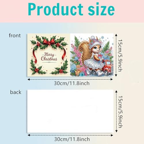 jinglinhh 6pcs Diamond Art Painting Christmas Squirrel Lavender Hydrangea Flowers Truck Greeting Cards with Envelopes, DIY Card Making Kits for Adults, Diamond Art Postcards Christmas Cards Craft Gift - Image 2