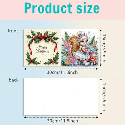 jinglinhh 6pcs Diamond Art Painting Christmas Squirrel Lavender Hydrangea Flowers Truck Greeting Cards with Envelopes, DIY Card Making Kits for Adults, Diamond Art Postcards Christmas Cards Craft Gift - Image 2