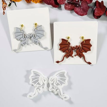Xaekicr Polymer Clay Cutters Dragon Set – 2PCS Fantasy Dragon Clay Earring Cutters for Polymer Clay Jewelry, Halloween Gothic Clay Tools and Cutters for Cosplay and DIY Crafts - Image 3