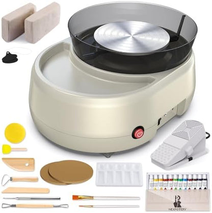 Pottery Wheel for Beginners - Upgraded Pottery Wheel with 6" Turntable with Two-Way Rotation, 2.2lb Clay, Art Supplies Sculpting Tools, Craft Gifts for Teens Kids Adults (Grey) by Catcrafter