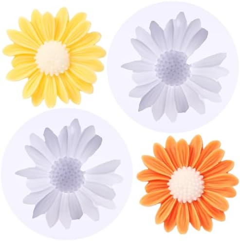 2 PCS Daisy Flower Silicone Molds, Chrysanthemum Resin Candle Molds, 3D Flower Fondant Mold for DIY Cake Chocolate Soap Wax Clay Craft Decoration (Daisy) by KINYFY