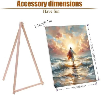 Jesus Paint by Numbers Kit for Adults Framed Canvas, with Wooden Easel - Image 5