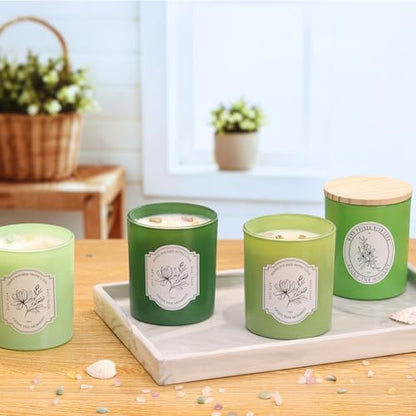 12 Pcs 10oz Green Glass Candle Jars with Lids & Crystals for Candle Making - Image 6