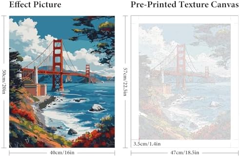 Paint by Numbers Kit for Adults Beginner 16x20 Inch, Golden Gate Bridge - Image 3