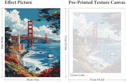 Paint by Numbers Kit for Adults Beginner 16x20 Inch, Golden Gate Bridge - Image 3