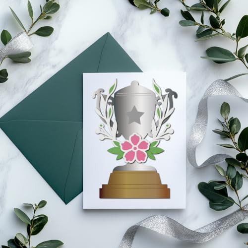 MAYJOYDIY Trophy Flower Metal Cutting Dies for Card Making Flower Leaf Star Trophy Embossing Die Cut Stencils Star Trophy Carbon Steel Die Cutting for Scrapbooking Party Photo Album DIY Paper Crafts - Image 3