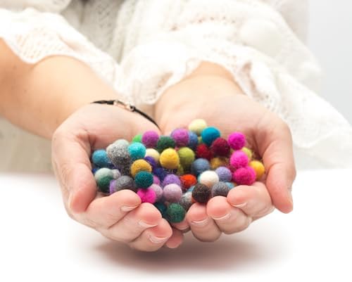 Glaciart One Felt Balls, Felt Wool Balls (120 Pieces) 1 Centimeter - 0.4 Inch, Handmade Felted 40 Color (Red, Pink, Blue, Gray, Black, White, Pastel and More) Bulk Small Puff for Felting and Garland by GlaciartOne