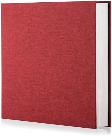 Red Photo Album Self Adhesive Scrapbook Album for 4×6 Photos/Pictures DIY Linen Cover Album 15 Sheets/30 Blank Pages for Family Wedding, Birthday, Christmas, Anniversary by HoneyTolly