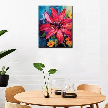 Aihonmin Beautiful Rhododendron Paint by Number for Adult and Kids Beginner,Floral Canvas Oil Painting Kit Digital Painting,Vintage Watercolor Living Room Decoration,(Without Frame - Image 4