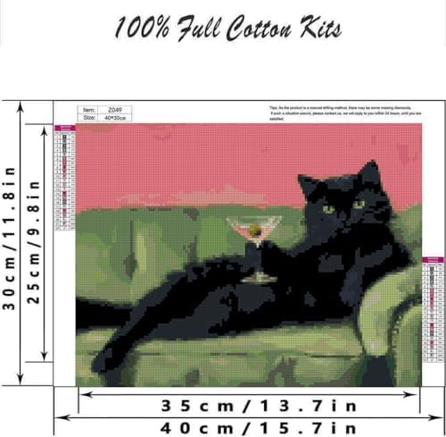 TCDZMYGS Stamped Cross Stitch Kits for Beginners,Black Cat-12x16in - Image 3