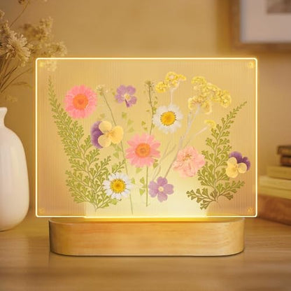 Okayera Dried Flower Frame with LED Light - Display for Pressed Flowers 4x6inch, Unique Gift for Women Mom Wife Girlfriend Valentines Mothers Day Birthday Christmas, Night Light for Bedroom Home Decor by Okayera