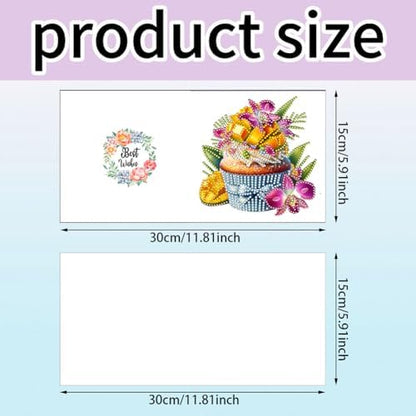 jinglinhh 6pcs Tulip Sunflower Cupcake Flower Diamond Art Painting Greeting Cards with Envelopes, DIY Card Making Kits for Adults, Diamond Art Postcards Christmas Cards Craft Gifts - Image 2