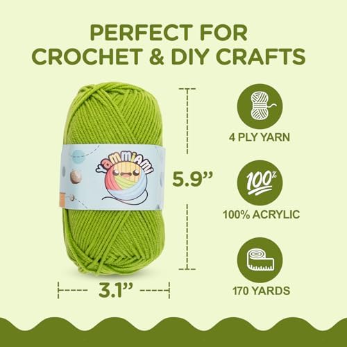 YammiAmi 2,550 Yards Beginner Crochet Kit for Adults - 15 Large Single Color Yarn Skeins - 49 Pc Amigurumi Crochet Kit for Starters - Learn to Crochet with Instruction Book - Accessories Set - Image 5
