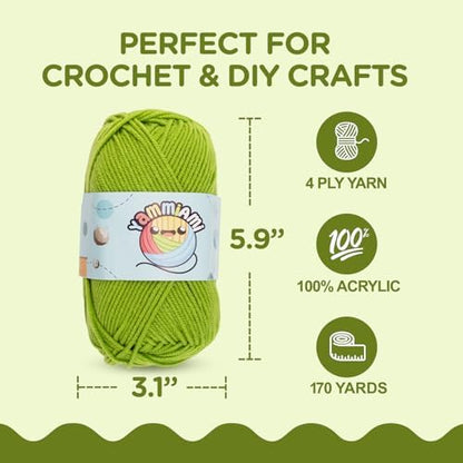 YammiAmi 2,550 Yards Beginner Crochet Kit for Adults - 15 Large Single Color Yarn Skeins - 49 Pc Amigurumi Crochet Kit for Starters - Learn to Crochet with Instruction Book - Accessories Set - Image 5