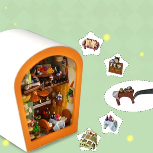 3D Mini House Kit, DIY Miniature House Kit, Buildable Little House Kit, DIY Wooden Crafts with LED Lights, Decorative Wooden Craft Kit, Birthday Gift for Adults - Image 3