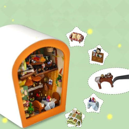 3D Mini House Kit, DIY Miniature House Kit, Buildable Little House Kit, DIY Wooden Crafts with LED Lights, Decorative Wooden Craft Kit, Birthday Gift for Adults - Image 3