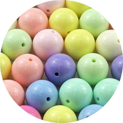 40pcs Acrylic Round Beads for Crafts 20mm Resin Candy Color Spacer Beads with Hole for Jewelry Making Sewing Crafts Decoration Necklaces Bracelets Earrings Supplies(Light Mix Colors) by Unknown
