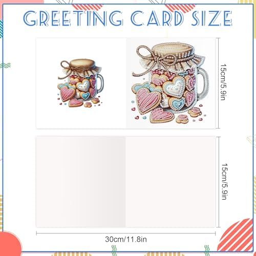 6pcs Diamond Painting Greeting Card with envelopes, DIY Jam Cookies Diamond Art Greeting Card for Blessing and Wish Special Shaped Arts Crafts for Christmas Birthday Thanksgiving Day Holiday - Image 2