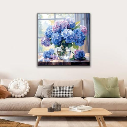 JUJUHOOD Hydrangeas Flowers Paint by Numbers Kit for Adults Beginner & Kids Ages 8-12, Purple Flower Paint by Number Without Easel, Simple Paint by Numbers for Gift Home Wall Decor (10x10Inch) - Image 2