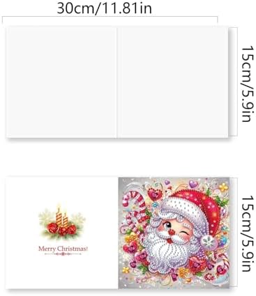 DIY Diamond Greeting Cards Set Christmas, 5D DIY Diamond Art Painting Greeting Card, DIY Christmas Card Making Kits for Family Friends Handmade Gift-#29-Christmas - Image 2