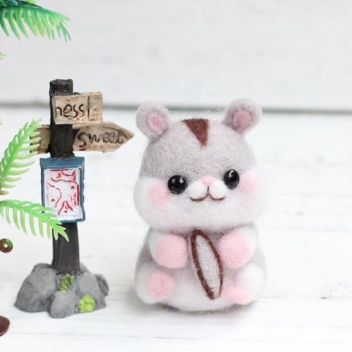 Wizardi Beginner Needle Felting Kit for Adults - Hamster. Animal Felting Kit 7x5x4cm. Felting Tools. Wool Felting Supplies. Felt Crafts. Wool Felt. F07N8-W1 - Image 3