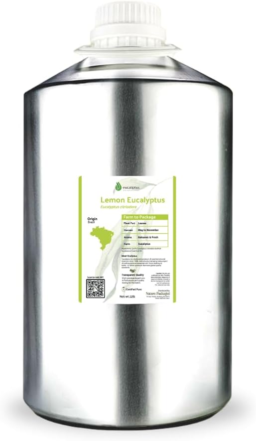 Nature Packaged Lemon Eucalyptus Oil by Eucaliptus from Brazil - Pure Lemon Eucalyptus - 100% Pure Steam Distilled Natural Aceite de Eucalipto Limón - Aromatherapy - Premium Therapeutic Grade (22lbs)