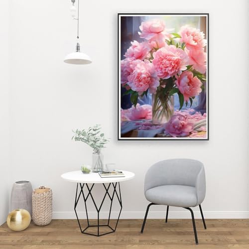 MIRCVSH Flowers Paint by Numbers Kit for Adults Framed,Pink Rose Paint by Number for Adults,Adults' Paint-by-Number Kits on Canvas with Wooden Easel for Home Wall Decor 12X16 Inch - Image 4