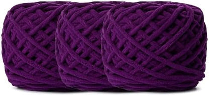 3 Pack Plush Chenille Chunky Yarn 100g (49.2yd) - Fluffy Velvet Yarn Crochet for Blanket Knitting and Crocheting - Baby Yarns for Crocheting Soft - Amigurumi Yarns (3 Deep Purple) by OMoiut