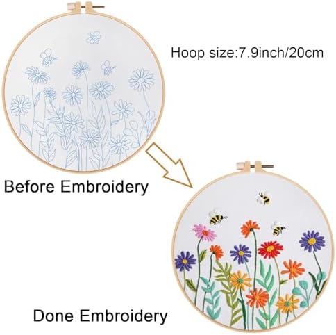 Louise Maelys Embroidery Kit for Beginners Daisy Flower Bee Stitch Set - Image 3