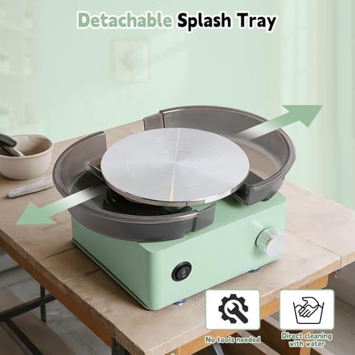 Olenyer Pottery Wheel for Kids: 6" Turntable 2-Way Rotation Mini Pottery Wheel, Removable Tray, Metal Frame, Christmas Gifts Pottery Kit for Beginners Teens Adults - Image 5