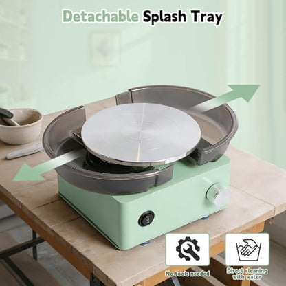 Olenyer Pottery Wheel for Kids: 6" Turntable 2-Way Rotation Mini Pottery Wheel, Removable Tray, Metal Frame, Christmas Gifts Pottery Kit for Beginners Teens Adults - Image 5