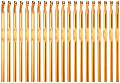 uxcell 20Pcs Aluminum Crochet Hook 6.0mm US Size J (Size 10) Knitting Needles for DIY Craft Yarn Gold Tone by uxcell