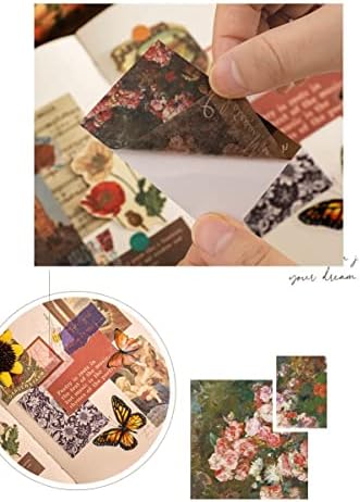 6 Sets 300 Pcs Washi Stickers Set Vintage Aesthetic Sticker Book for Journaling, DIY Decorative Paper Sticker Decals for Bullet Journal Art Scrapbooking Diary Card Craft Gift Album Notebook Stationery - Image 5